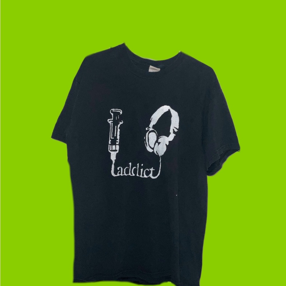 Hand-Silk-Screened "Music Addict" Tee - A Collector's Dream!